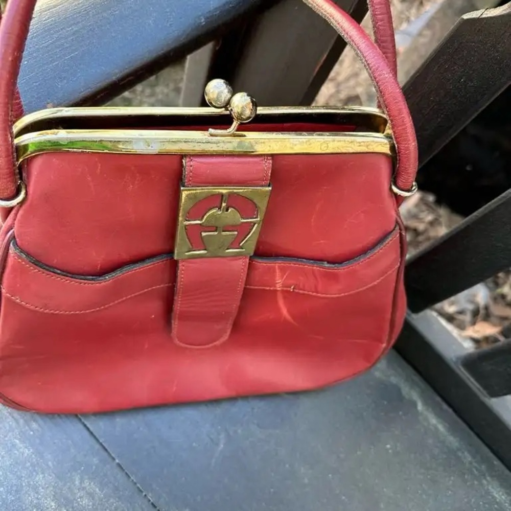 Etienne Aigner Burgundy Shoulder Bag with Gold Details